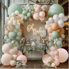 Dusty Green Pink Balloon Garland Arch Kit,Green Blush Peach White Nude Balloons Spring Balloon Arch kit for Baby Shower Birthday Tea Party Fairy Party Gender Reveal Decorations Dusty Green Pink Balloon Garland Arch Kit,Green Blush Peach White Nude Balloons Spring Balloon Arch kit for Baby Shower Birthday Tea Party Fairy Party Gender Reveal Decorations