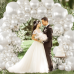 Pearl White Balloons Arch Kit, Double Stuffed White Balloon Arch Kit Different Sizes 18/12/10/5inch White Latex Balloons for Wedding Bridal Anniversary Birthday Party Decoration
