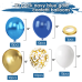 Navy Blue and Gold Confetti Balloons, 50pcs 12 Inch Metallic Blue Latex Confetti Balloons Matte White Latex Balloons with 33 Feet String for Birthday Baby Shower Wedding Gender Revea Decorations