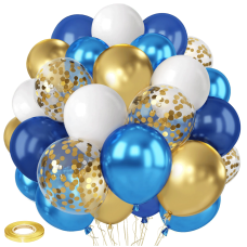 Navy Blue and Gold Confetti Balloons, 50pcs 12 Inch Metallic Blue Latex Confetti Balloons Matte White Latex Balloons with 33 Feet String for Birthday Baby Shower Wedding Gender Revea Decorations Navy Blue and Gold Confetti Balloons, 50pcs 12 Inch Metallic Blue Latex Confetti Balloons Matte White Latex Balloons with 33 Feet String for Birthday Baby Shower Wedding Gender Revea Decorations