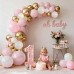 Pink and White Gold Balloons Arch Kit, Double Stuffed Pearl White Pastel Light Pale Pink Champagne Gold Balloons Garland Kit for Wedding Bridal Shower Birthday Party Decorations for Girls and Women