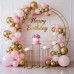 Pink and White Gold Balloons Arch Kit, Double Stuffed Pearl White Pastel Light Pale Pink Champagne Gold Balloons Garland Kit for Wedding Bridal Shower Birthday Party Decorations for Girls and Women
