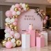 Pink and White Gold Balloons Arch Kit, Double Stuffed Pearl White Pastel Light Pale Pink Champagne Gold Balloons Garland Kit for Wedding Bridal Shower Birthday Party Decorations for Girls and Women