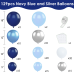 Blue Silver White Balloons Garland Arch Kit, Navy Light Metallic Blue Silver White Latex Balloons with Different Size for Birthday Wedding Bridal Shower Graduation Fathers Day Prom Party Decorations