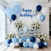 Blue Silver White Balloons Garland Arch Kit, Navy Light Metallic Blue Silver White Latex Balloons with Different Size for Birthday Wedding Bridal Shower Graduation Fathers Day Prom Party Decorations