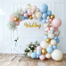Gender Reveal Balloon Arch Kit, 129pcs Dusty Pink and Blue Balloons Chrome Gold Sand White Confetti Latex Balloons for Gender Reveal Boho Bachelorette Birthday Wedding Bridal Bear Theme Decorations