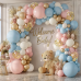Gender Reveal Balloon Arch Kit, 129pcs Dusty Pink and Blue Balloons Chrome Gold Sand White Confetti Latex Balloons for Gender Reveal Boho Bachelorette Birthday Wedding Bridal Bear Theme Decorations