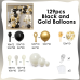 Black Gold White Balloons Arch Kit, Double Stuffed Pearl Sand White Black Chrome Gold Confetti Balloon Garland Kit for Birthday Graduation Retirement Father's Day New Year's Party Decorations