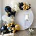 Black Gold White Balloons Arch Kit, Double Stuffed Pearl Sand White Black Chrome Gold Confetti Balloon Garland Kit for Birthday Graduation Retirement Father's Day New Year's Party Decorations