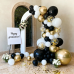 Black Gold White Balloons Arch Kit, Double Stuffed Pearl Sand White Black Chrome Gold Confetti Balloon Garland Kit for Birthday Graduation Retirement Father's Day New Year's Party Decorations