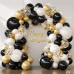Black Gold White Balloons Arch Kit, Double Stuffed Pearl Sand White Black Chrome Gold Confetti Balloon Garland Kit for Birthday Graduation Retirement Father's Day New Year's Party Decorations