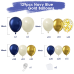Navy Blue Gold White Balloons Arch Kit,129pcs Royal Blue Chrome Gold Double Stuffed Pearl Sand White with Confetti Balloons Graland for New Year Graduation Birthday Wedding Party Decorations