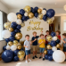 Navy Blue Gold White Balloons Arch Kit,129pcs Royal Blue Chrome Gold Double Stuffed Pearl Sand White with Confetti Balloons Graland for New Year Graduation Birthday Wedding Party Decorations