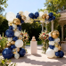 Navy Blue Gold White Balloons Arch Kit,129pcs Royal Blue Chrome Gold Double Stuffed Pearl Sand White with Confetti Balloons Graland for New Year Graduation Birthday Wedding Party Decorations