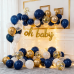 Navy Blue Gold White Balloons Arch Kit,129pcs Royal Blue Chrome Gold Double Stuffed Pearl Sand White with Confetti Balloons Graland for New Year Graduation Birthday Wedding Party Decorations