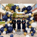 Navy Blue Gold White Balloons Arch Kit,129pcs Royal Blue Chrome Gold Double Stuffed Pearl Sand White with Confetti Balloons Graland for New Year Graduation Birthday Wedding Party Decorations